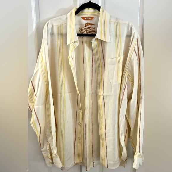 TOMMY BAHAMA Men’s Linen Striped Button Down Shirt, Size XL - Picture 1 of 9